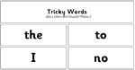 Tricky words flashcards
