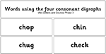 Words using the four consonant digraphs